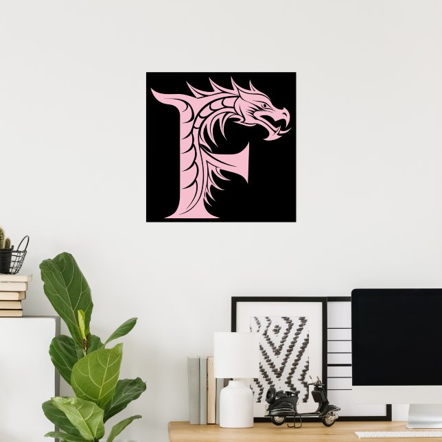 Dragon Styled Letter F, Dragon Alphabet, Monogram Poster (Hemmakontoret)