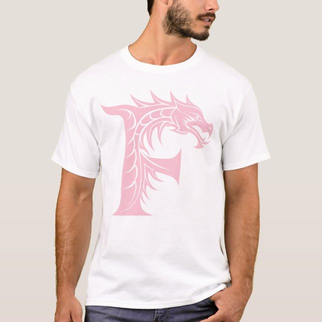 Dragon Styled Letter F, Dragon Alphabet, Monogram T Shirt (Framsida)