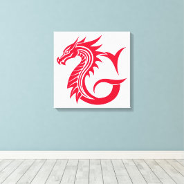 Dragon Styled Letter G, Dragon Alphabet, Monogram Canvastryck