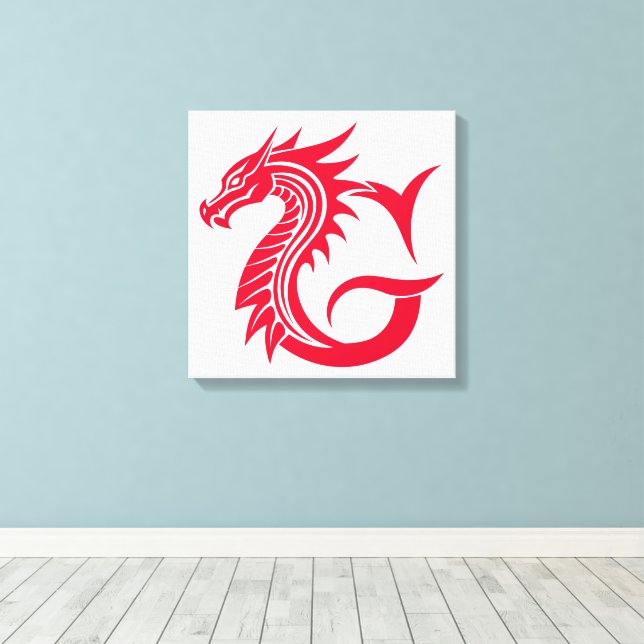 Dragon Styled Letter G, Dragon Alphabet, Monogram Canvastryck (Insitu (trägolv))