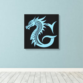 Dragon Styled Letter G, Dragon Alphabet, Monogram Canvastryck