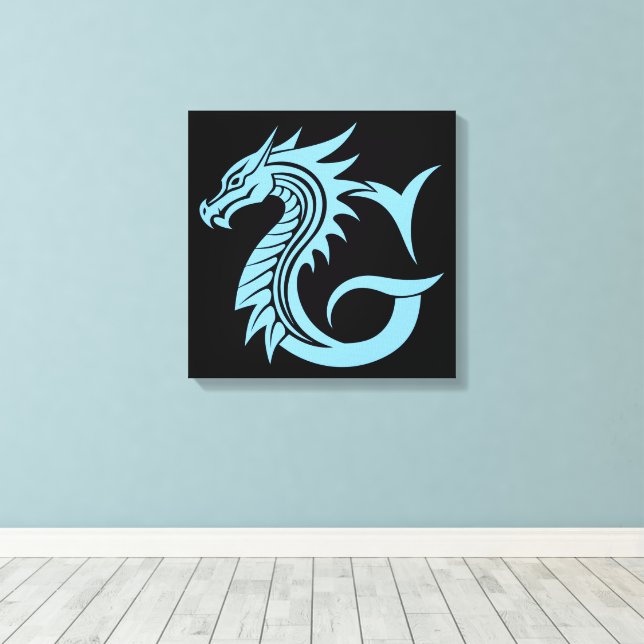 Dragon Styled Letter G, Dragon Alphabet, Monogram Canvastryck (Insitu (trägolv))