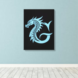 Dragon Styled Letter G, Dragon Alphabet, Monogram Canvastryck