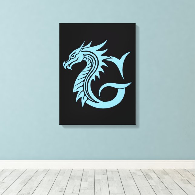 Dragon Styled Letter G, Dragon Alphabet, Monogram Canvastryck (Insitu (trägolv))