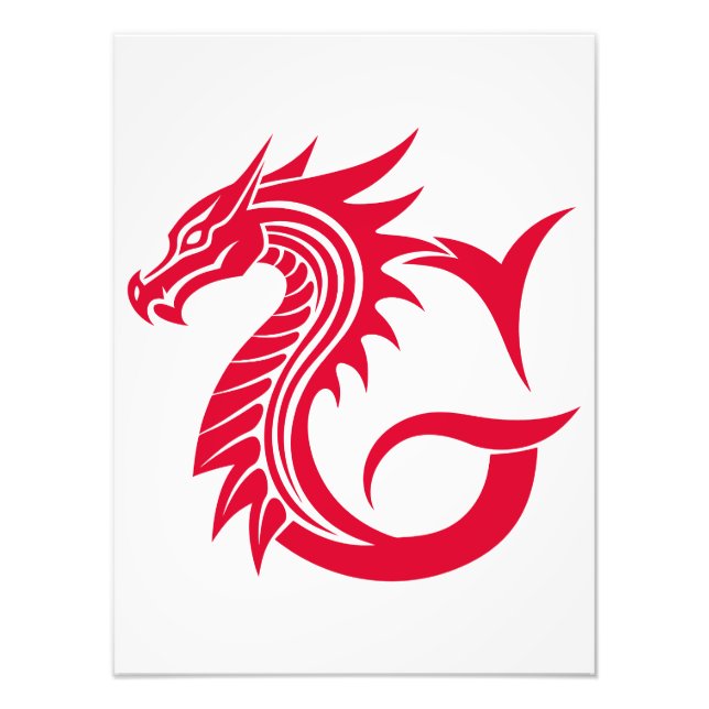 Dragon Styled Letter G, Dragon Alphabet, Monogram Fototryck (Framsidan)