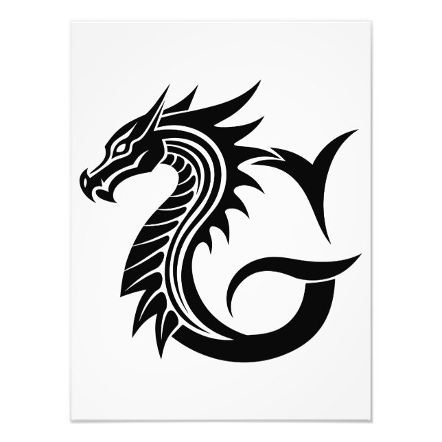 Dragon Styled Letter G, Dragon Alphabet, Monogram Fototryck (Framsidan)