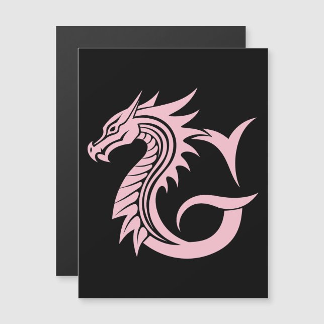 Dragon Styled Letter G, Dragon Alphabet, Monogram Magnetisk Inbjudningskort (Fram/baksida)