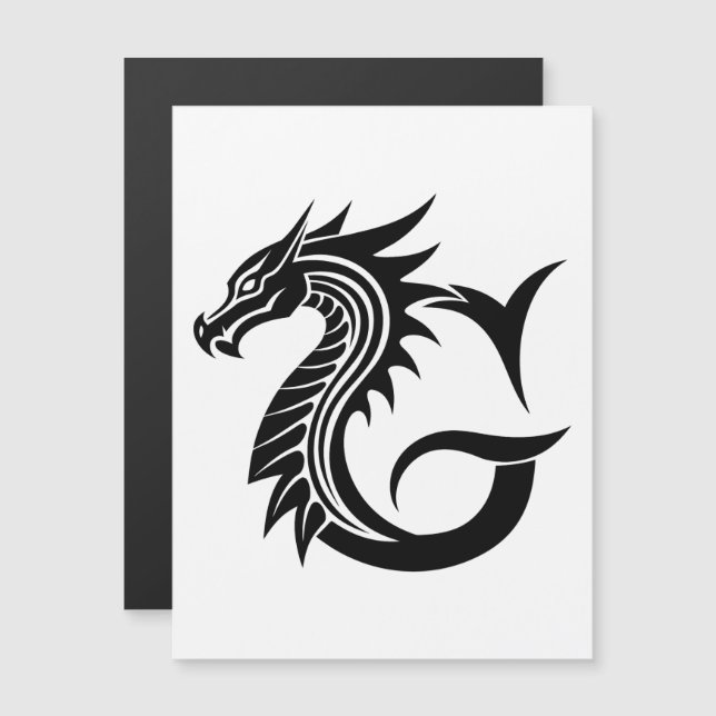 Dragon Styled Letter G, Dragon Alphabet, Monogram Magnetisk Inbjudningskort (Fram/baksida)