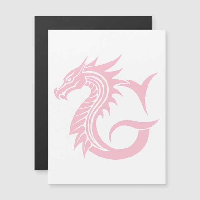 Dragon Styled Letter G, Dragon Alphabet, Monogram Magnetisk Inbjudningskort (Fram/baksida)