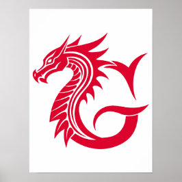 Dragon Styled Letter G, Dragon Alphabet, Monogram Poster