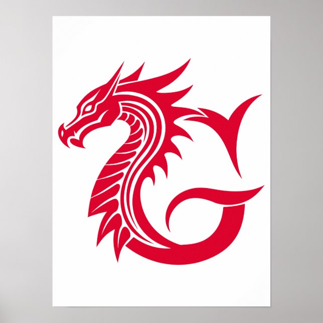 Dragon Styled Letter G, Dragon Alphabet, Monogram Poster (Framsidan)