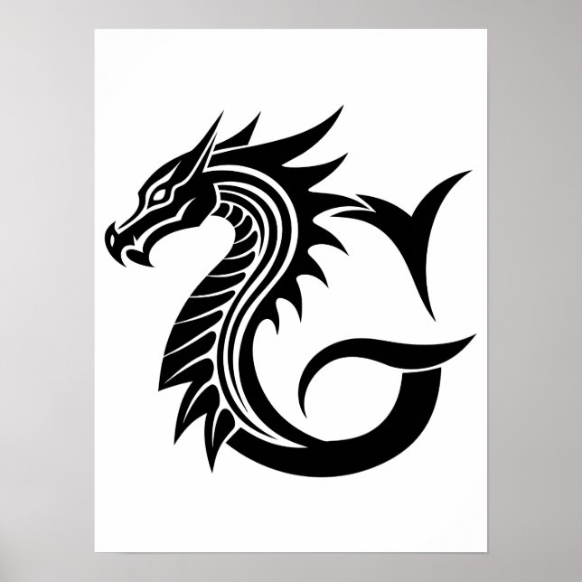Dragon Styled Letter G, Dragon Alphabet, Monogram Poster (Framsidan)