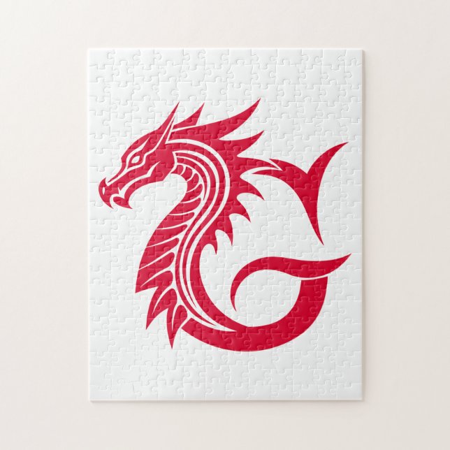 Dragon Styled Letter G, Dragon Alphabet, Monogram Pussel (Vertikal)