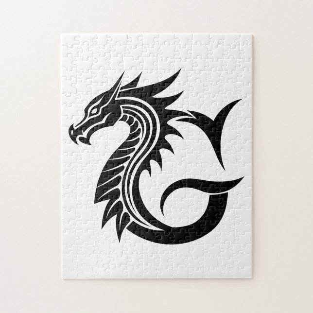 Dragon Styled Letter G, Dragon Alphabet, Monogram Pussel (Vertikal)