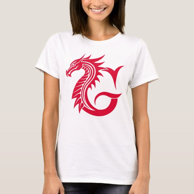 Dragon Styled Letter G, Dragon Alphabet, Monogram T Shirt (Framsida)