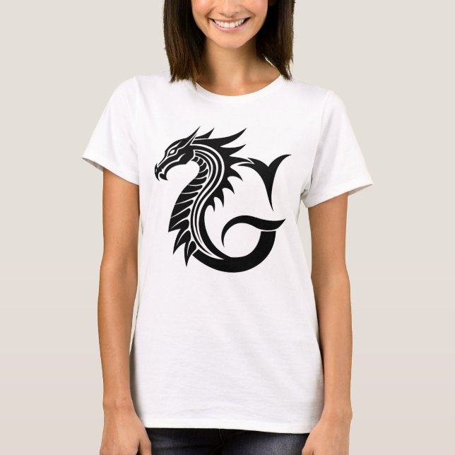 Dragon Styled Letter G, Dragon Alphabet, Monogram T Shirt (Framsida)