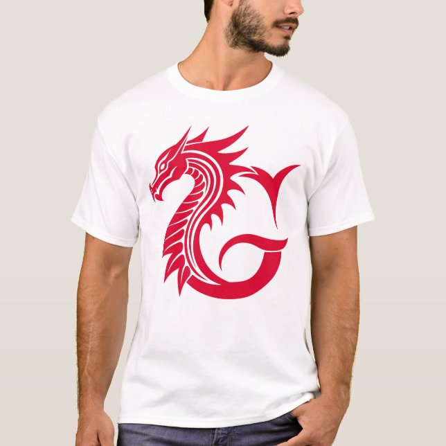 Dragon Styled Letter G, Dragon Alphabet, Monogram T Shirt (Framsida)