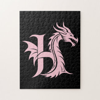 Dragon Styled Letter H, Dragon Alphabet, Monogram Pussel