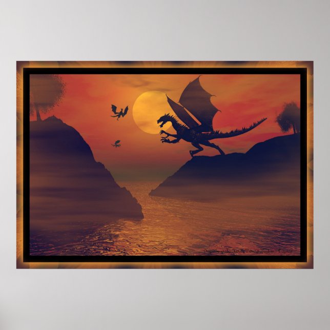 Dragon Sunset by Michelle Wilder Poster (Framsidan)