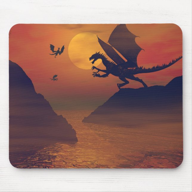 Dragon Sunset Mousepad Musmatta (Framsidan)
