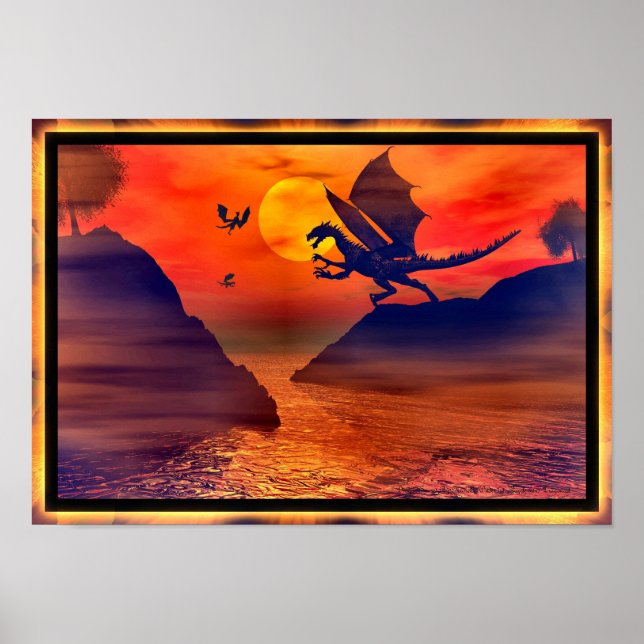 Dragon Sunset Poster (Framsidan)