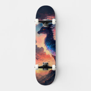 Dragon Sunset with Orange and Lila Hues Mini Skateboard Bräda 18,5 Cm