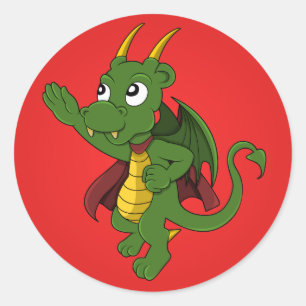 Dragon superhjälte tecknad Stickers Runt Klistermärke
