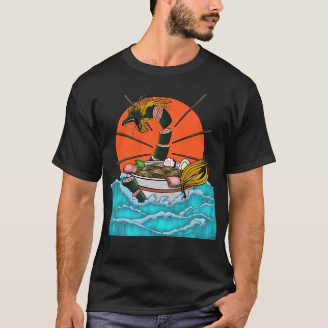 Dragon Sushi nagjapanese art T Shirt (Framsida)