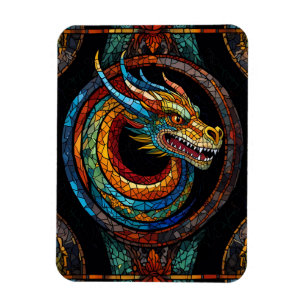 Dragon Swirl i flerfärgad mosaikdesign Magnet