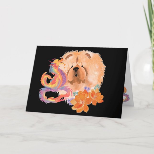 DRAGON-TALEZ Chow Art Card År för Drakens år Helgkort (Skapare uppladdad)