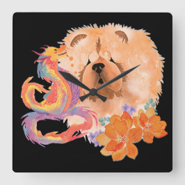 DRAGON-TALEZ CHOW Year of the Dragon Fyrkantig Klocka