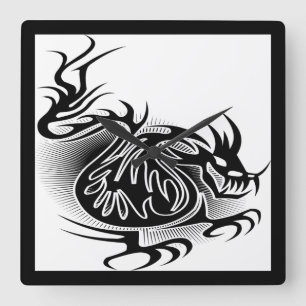 Dragon tattodesign fyrkantig klocka