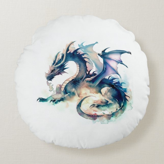 Dragon-tema Rund Kudde (Framsidan)