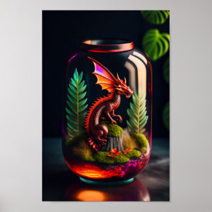 Dragon Terrarium Digital Art-utskrift Poster