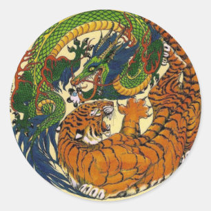 DRAGON TIGER RUNT KLISTERMÄRKE