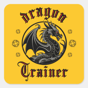 Dragon Trainer Fantasy Lizard Mythical Creature Fyrkantigt Klistermärke