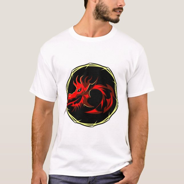 dragon tribal rouge chinois logo 2 t shirt (Framsida)