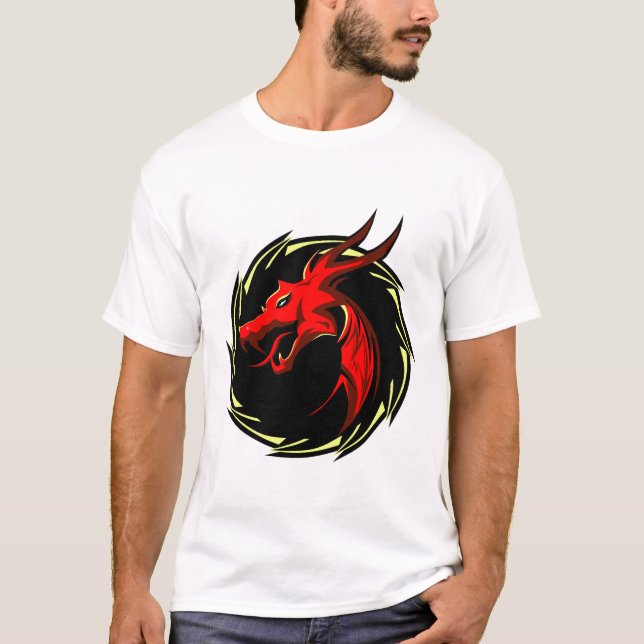 dragon tribal rouge chinois logo t shirt (Framsida)