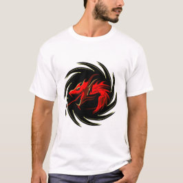 dragon tribal rouge chinois logo t shirt