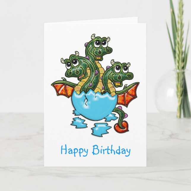 Dragon Triplets Hatching Birthday Kort (Framsida)