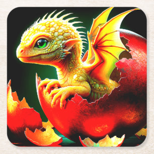 Dragon Underlägg Papper Kvadrat