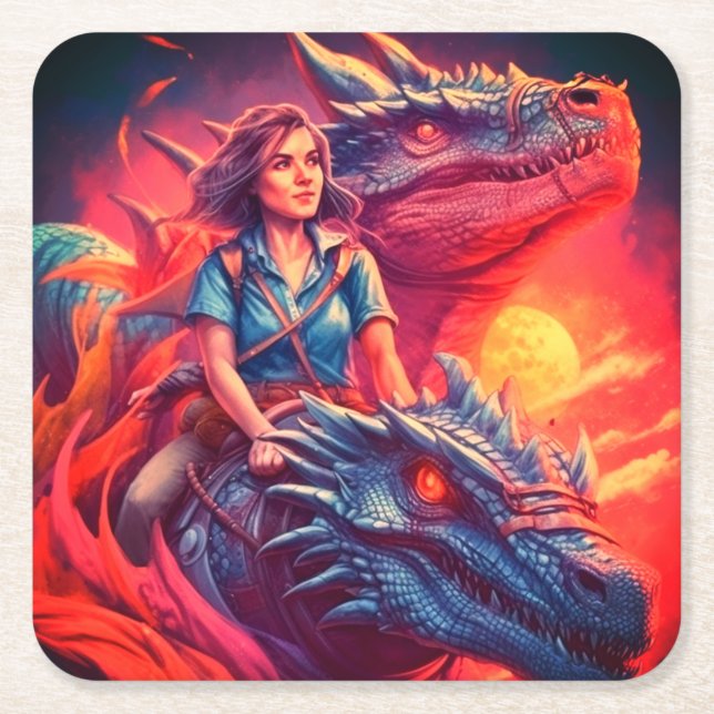 Dragon Underlägg Papper Kvadrat (Framsidan)