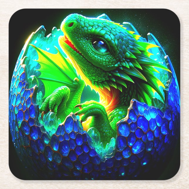 Dragon Underlägg Papper Kvadrat (Framsidan)