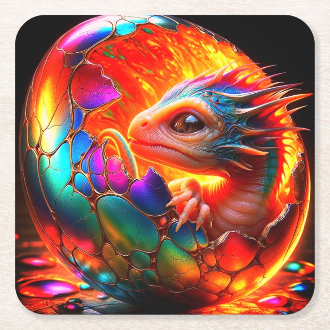 Dragon Underlägg Papper Kvadrat (Framsidan)