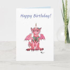 Dragon Unicorn Pegasus Red Fantasy Birthday Card Kort
