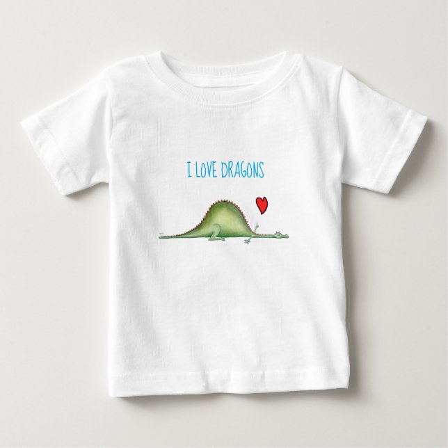 Dragon utdragen längs golv t shirt (Framsida)