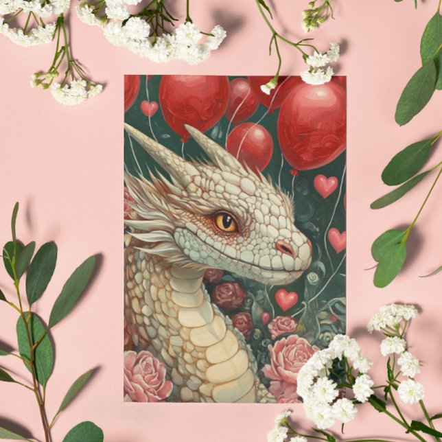 Dragon Valentines dag Balloons Kort (Skapare uppladdad)