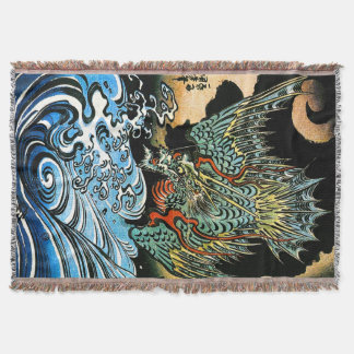 Dragon & Vatten Spirit Kuniyoshi Japansk fin konst Filt