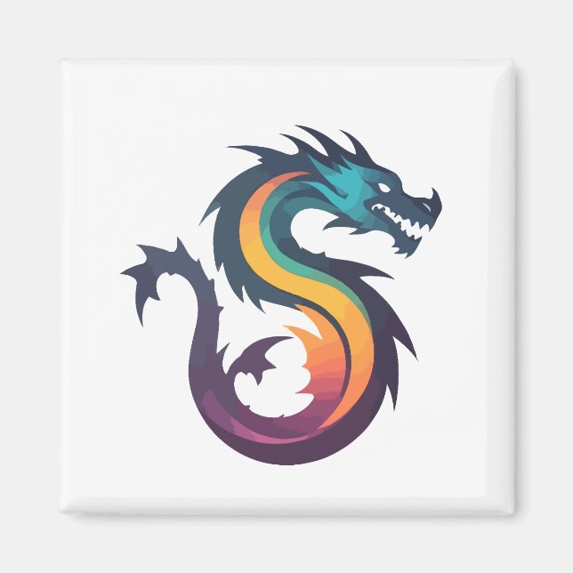 Dragon Vector Art Animal Modern Urban City Graphic Magnet (Framsidan)