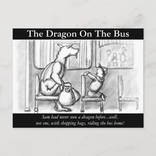 Dragon vid Buss. Vykort (Framsida)